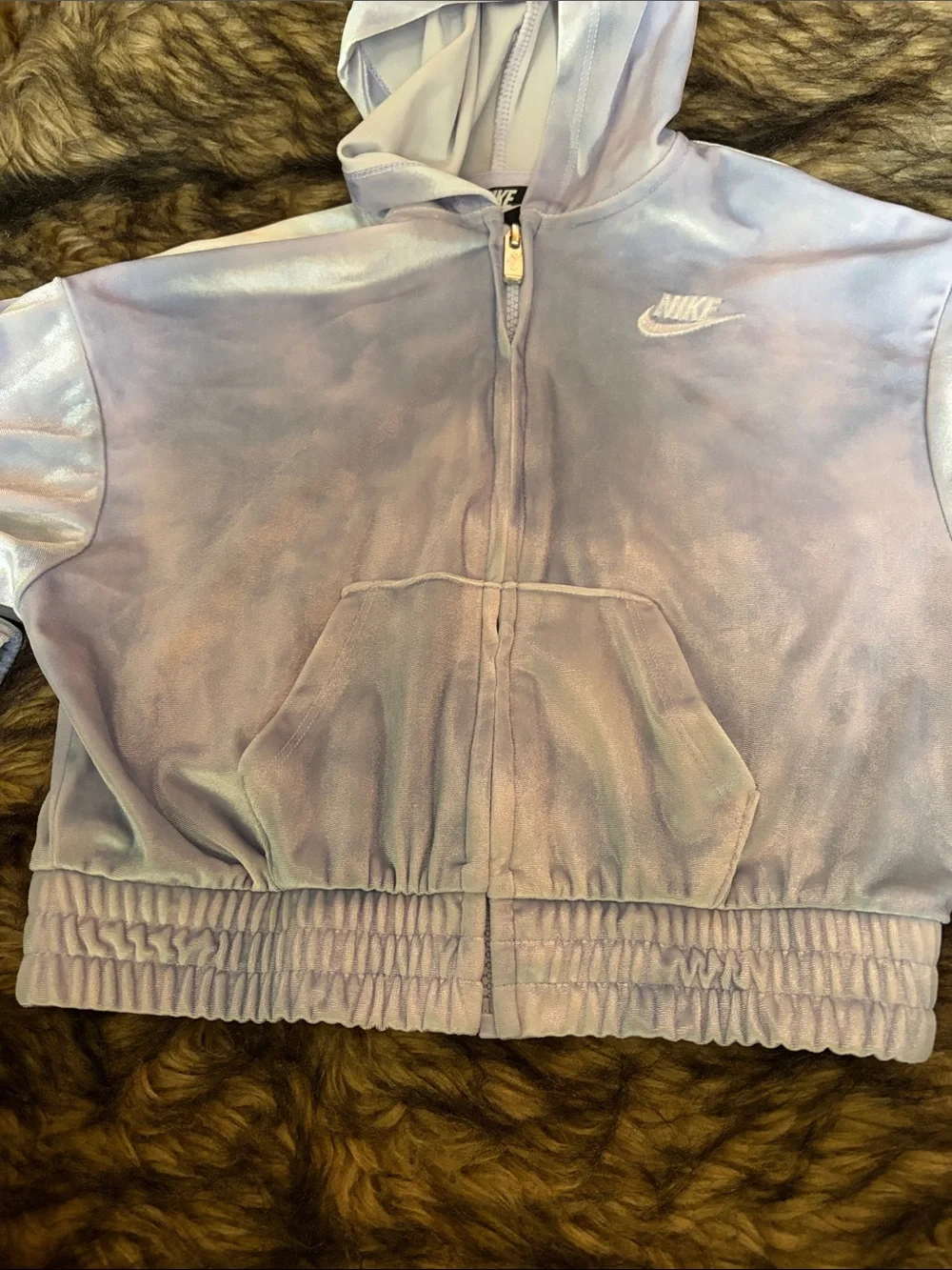 Nike Girls Velour Full Zip Hooded Jacket Shimmering Lavender 4-5 Years